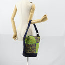 VERSACE Shoulder Bag Cotton Green Gold Auth yk19828-20