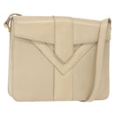 SAINT LAURENT Shoulder Bag Leather Beige Gold Auth yk19842-1