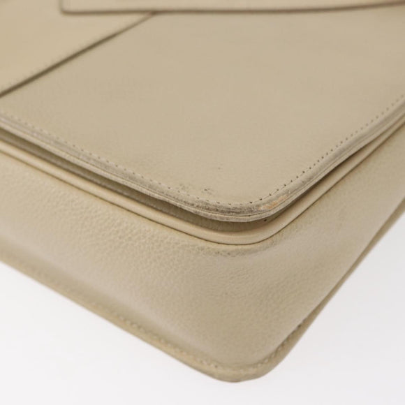 SAINT LAURENT Shoulder Bag Leather Beige Gold Auth yk19842