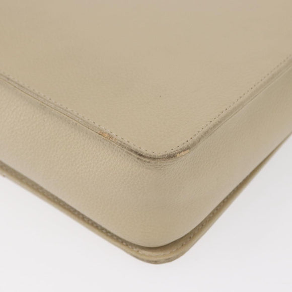 SAINT LAURENT Shoulder Bag Leather Beige Gold Auth yk19842