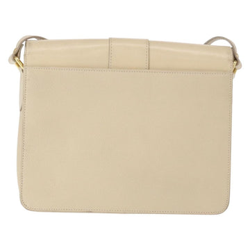 SAINT LAURENT Shoulder Bag Leather Beige Gold Auth yk19842 - 0