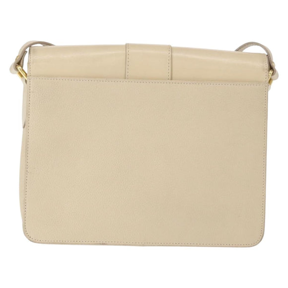 SAINT LAURENT Shoulder Bag Leather Beige Gold Auth yk19842