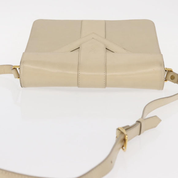 SAINT LAURENT Shoulder Bag Leather Beige Gold Auth yk19842