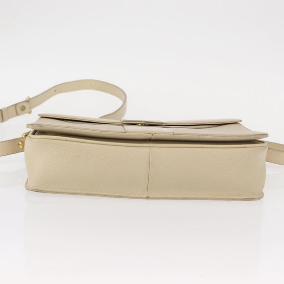SAINT LAURENT Shoulder Bag Leather Beige Gold Auth yk19842