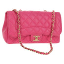 CHANEL Matelasse Chain Shoulder Bag Lamb Skin Pink Gold CC Auth yk19844A-1