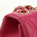 CHANEL Matelasse Chain Shoulder Bag Lamb Skin Pink Gold CC Auth yk19844A-15