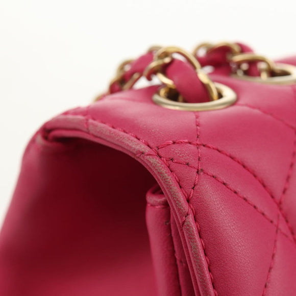 CHANEL Matelasse Chain Shoulder Bag Lamb Skin Pink Gold CC Auth yk19844A