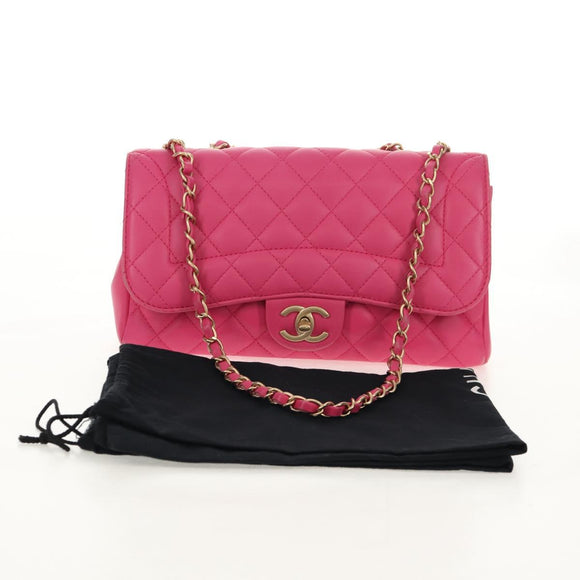 CHANEL Matelasse Chain Shoulder Bag Lamb Skin Pink Gold CC Auth yk19844A