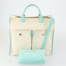 TIFFANY&Co. Hand Bag Canvas 2way White Silver Auth yk19846-12