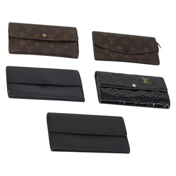 LOUIS VUITTON Monogram Epi Vernis Wallet 5 Set Black Amarante LV Auth yk19854