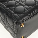 Christian Dior Canage Lady Dior Hand Bag Lamb Skin Black Gold Auth yk19860V-11