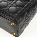 Christian Dior Canage Lady Dior Hand Bag Lamb Skin Black Gold Auth yk19860V-12