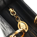Christian Dior Canage Lady Dior Hand Bag Lamb Skin Black Gold Auth yk19860V-16