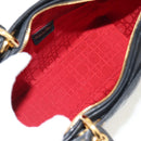 Christian Dior Canage Lady Dior Hand Bag Lamb Skin Black Gold Auth yk19860V-18