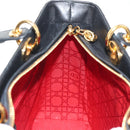 Christian Dior Canage Lady Dior Hand Bag Lamb Skin Black Gold Auth yk19860V-19