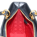 Christian Dior Canage Lady Dior Hand Bag Lamb Skin Black Gold Auth yk19860V-20