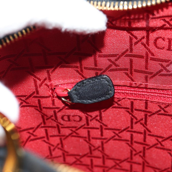 Christian Dior Canage Lady Dior Hand Bag Lamb Skin Black Gold Auth yk19860V