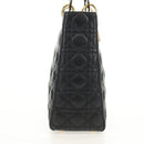 Christian Dior Canage Lady Dior Hand Bag Lamb Skin Black Gold Auth yk19860V-6