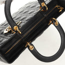 Christian Dior Canage Lady Dior Hand Bag Lamb Skin Black Gold Auth yk19860V-7