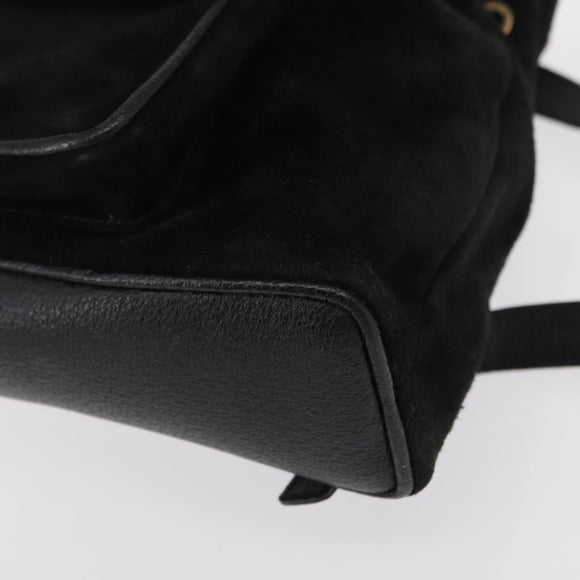 GUCCI Bamboo Backpack Suede Black Gold 003 1705 0030 Auth yk19868