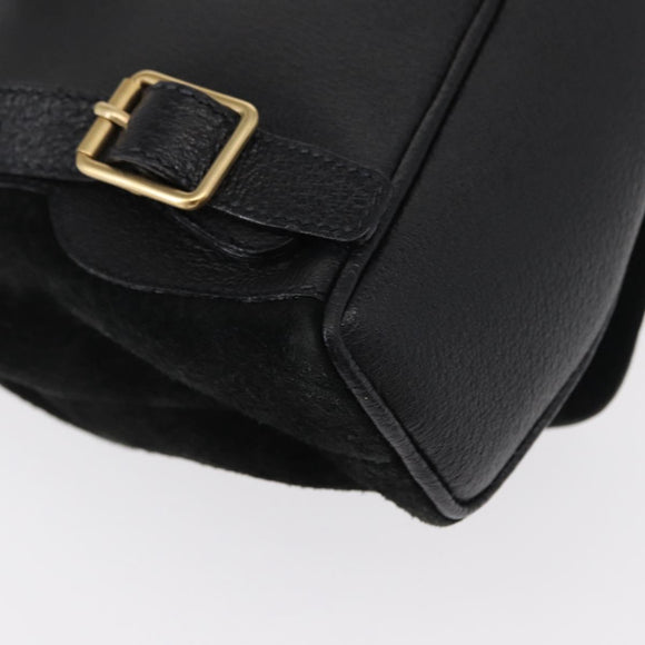 GUCCI Bamboo Backpack Suede Black Gold 003 1705 0030 Auth yk19868