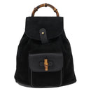 GUCCI Bamboo Backpack Suede Black Gold 003 1705 0030 Auth yk19868-13