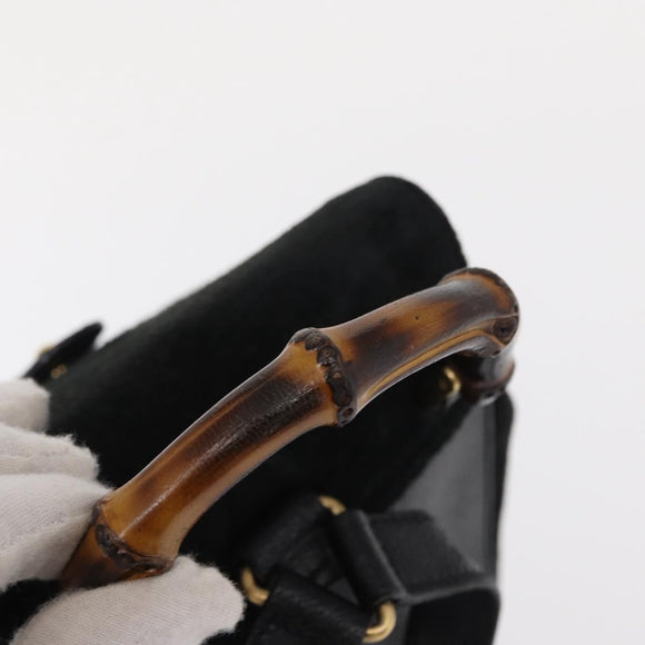 GUCCI Bamboo Backpack Suede Black Gold 003 1705 0030 Auth yk19868