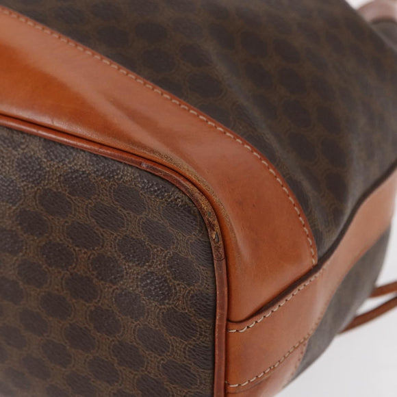 CELINE Macadam Canvas Shoulder Bag PVC Leather Brown Gold Auth yk19869