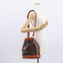 CELINE Macadam Canvas Shoulder Bag PVC Leather Brown Gold Auth yk19869-19