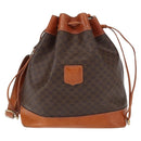 CELINE Macadam Canvas Shoulder Bag PVC Leather Brown Gold Auth yk19869-13