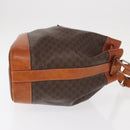 CELINE Macadam Canvas Shoulder Bag PVC Leather Brown Gold Auth yk19869-3