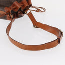 CELINE Macadam Canvas Shoulder Bag PVC Leather Brown Gold Auth yk19869-7