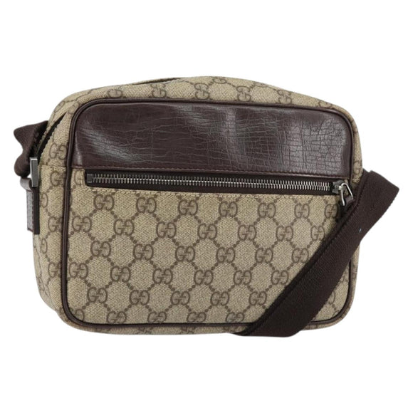 GUCCI GG Supreme Shoulder Bag PVC Beige Silver 114291 Auth yk19871