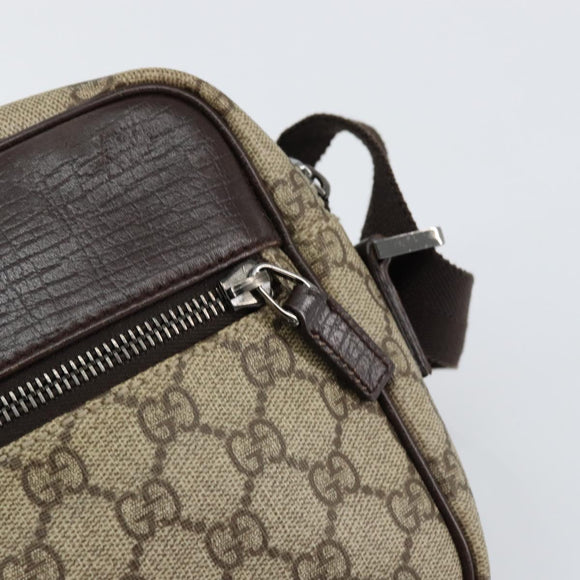 GUCCI GG Supreme Shoulder Bag PVC Beige Silver 114291 Auth yk19871