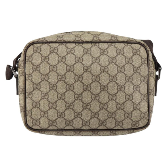GUCCI GG Supreme Shoulder Bag PVC Beige Silver 114291 Auth yk19871