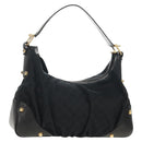 GUCCI Horsebit GG Canvas Shoulder Bag Black Gold 211966 Auth yk19873V-1