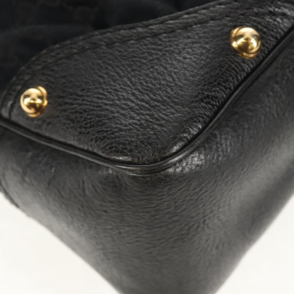 GUCCI Horsebit GG Canvas Shoulder Bag Black Gold 211966 Auth yk19873V