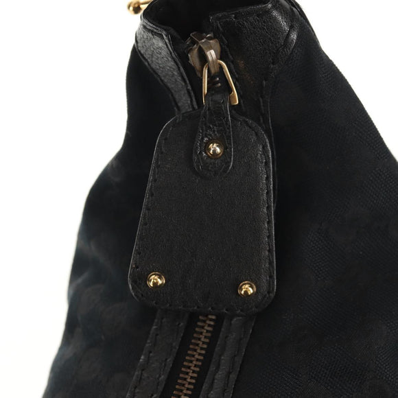 GUCCI Horsebit GG Canvas Shoulder Bag Black Gold 211966 Auth yk19873V