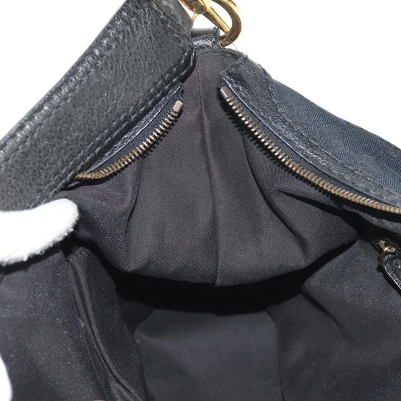 GUCCI Horsebit GG Canvas Shoulder Bag Black Gold 211966 Auth yk19873V