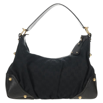 GUCCI Horsebit GG Canvas Shoulder Bag Black Gold 211966 Auth yk19873V - 0