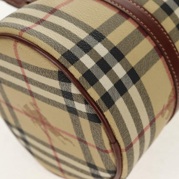 BURBERRY Nova Check Hand Bag PVC Beige Gold Auth yk19885V