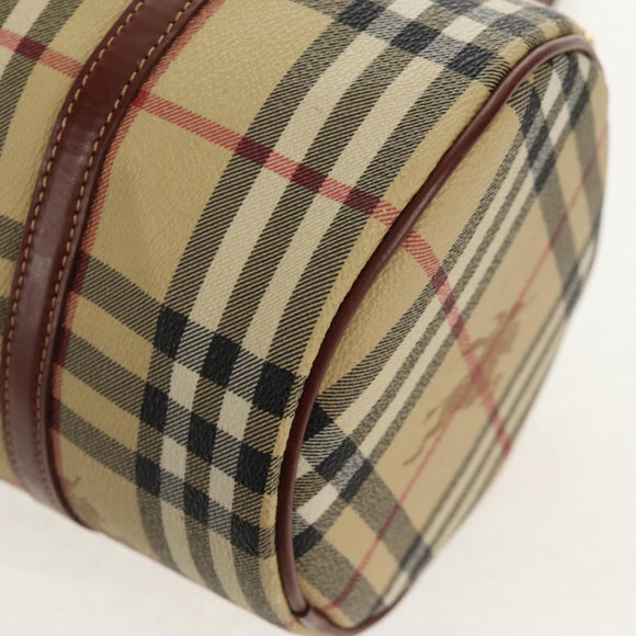 BURBERRY Nova Check Hand Bag PVC Beige Gold Auth yk19885V