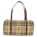 BURBERRY Nova Check Hand Bag PVC Beige Gold Auth yk19885V-13