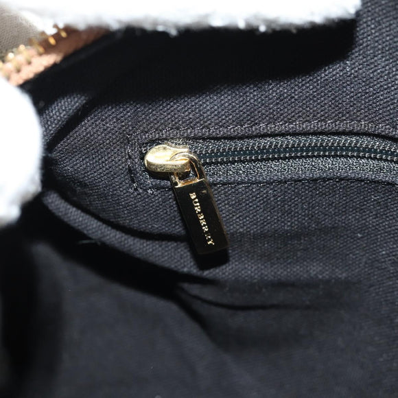 BURBERRY Nova Check Hand Bag PVC Beige Gold Auth yk19885V