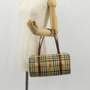 BURBERRY Nova Check Hand Bag PVC Beige Gold Auth yk19885V-24