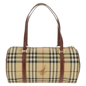 BURBERRY Nova Check Hand Bag PVC Beige Gold Auth yk19885V - 0