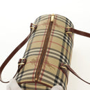 BURBERRY Nova Check Hand Bag PVC Beige Gold Auth yk19885V-6