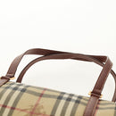 BURBERRY Nova Check Hand Bag PVC Beige Gold Auth yk19885V-14