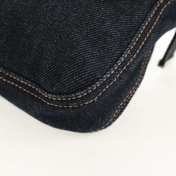 FENDI Mamma Baguette Shoulder Bag Denim Navy Silver Auth yk19890V