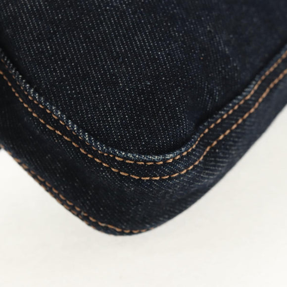 FENDI Mamma Baguette Shoulder Bag Denim Navy Silver Auth yk19890V